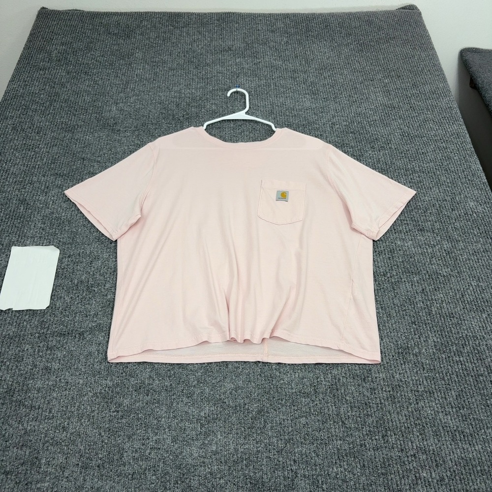 Carhartt T Shirt Womens L Pink Cotton Lyocell Pocket Loose Fit TK6122-W Casual